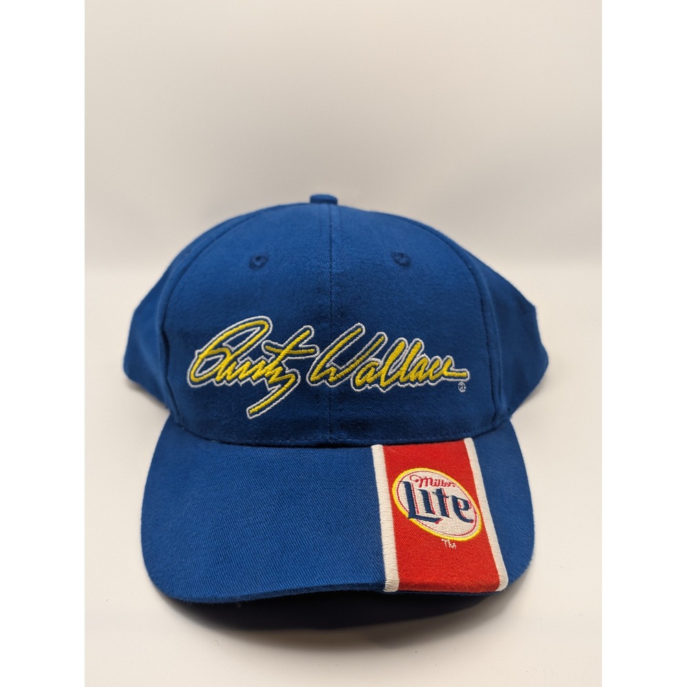 Competitors View Rusty Wallace Hat Mens OSFM Blue Excellent Miller Lite NASCAR